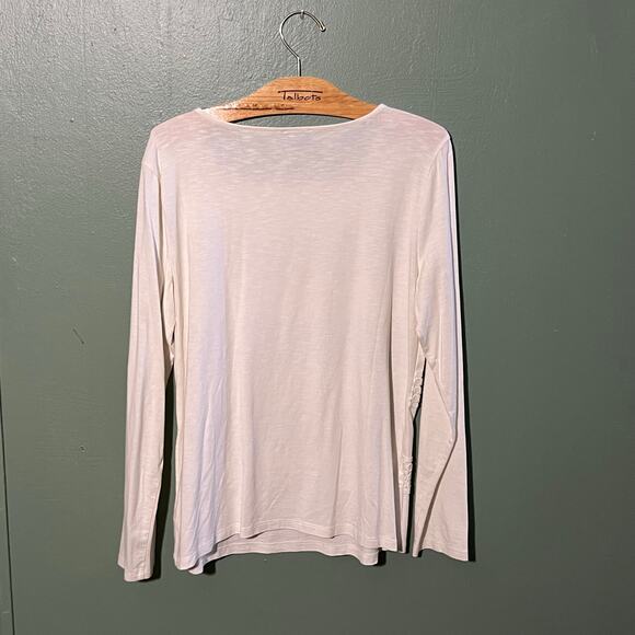 Talbots Women's Elegant White Eyelet Stripe Long Sleeve Top Size Medium - Picture 5 of 8